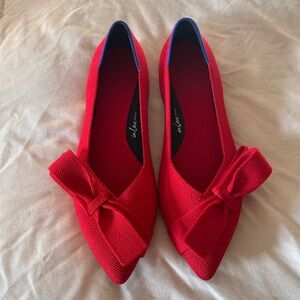 Rothy's Bold Red Flats with Bow Accent 7.5